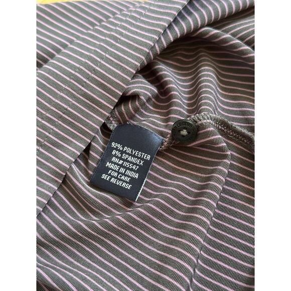 Horn Legend Golf Polo Shirt Mens Large Grey Pink Stripe Short Sleeve Performance - Picture 4 of 7